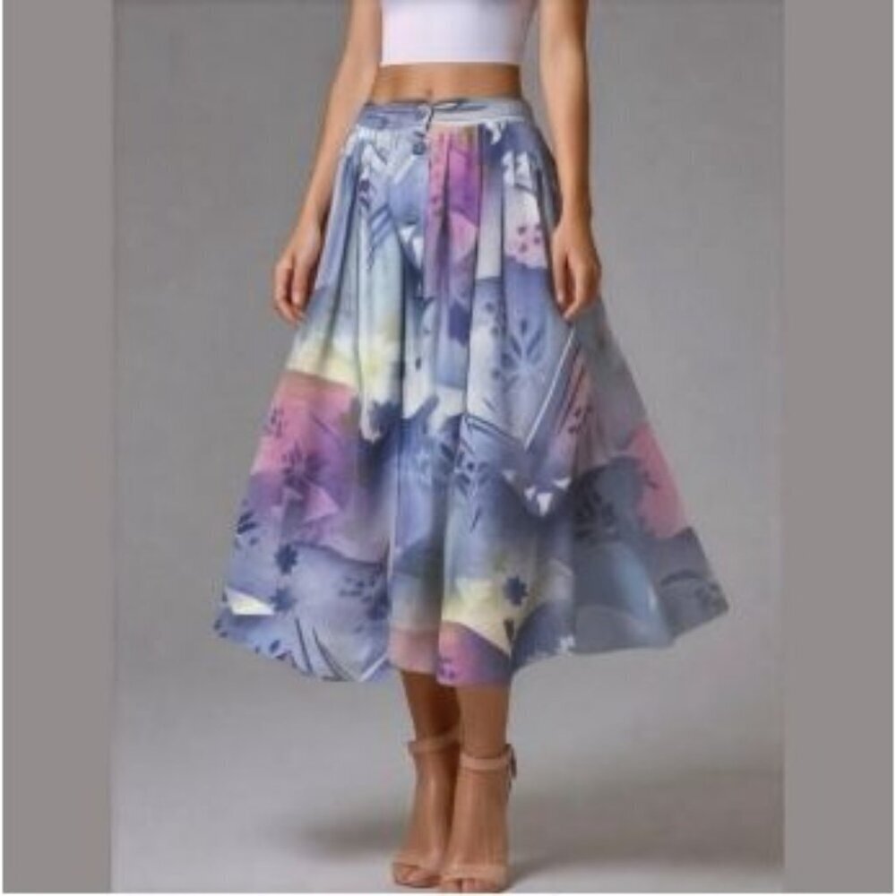 Vintage Escada Nordic Fairy Winter Scene Maxi Skirt S Wool Blend Snowflake Star